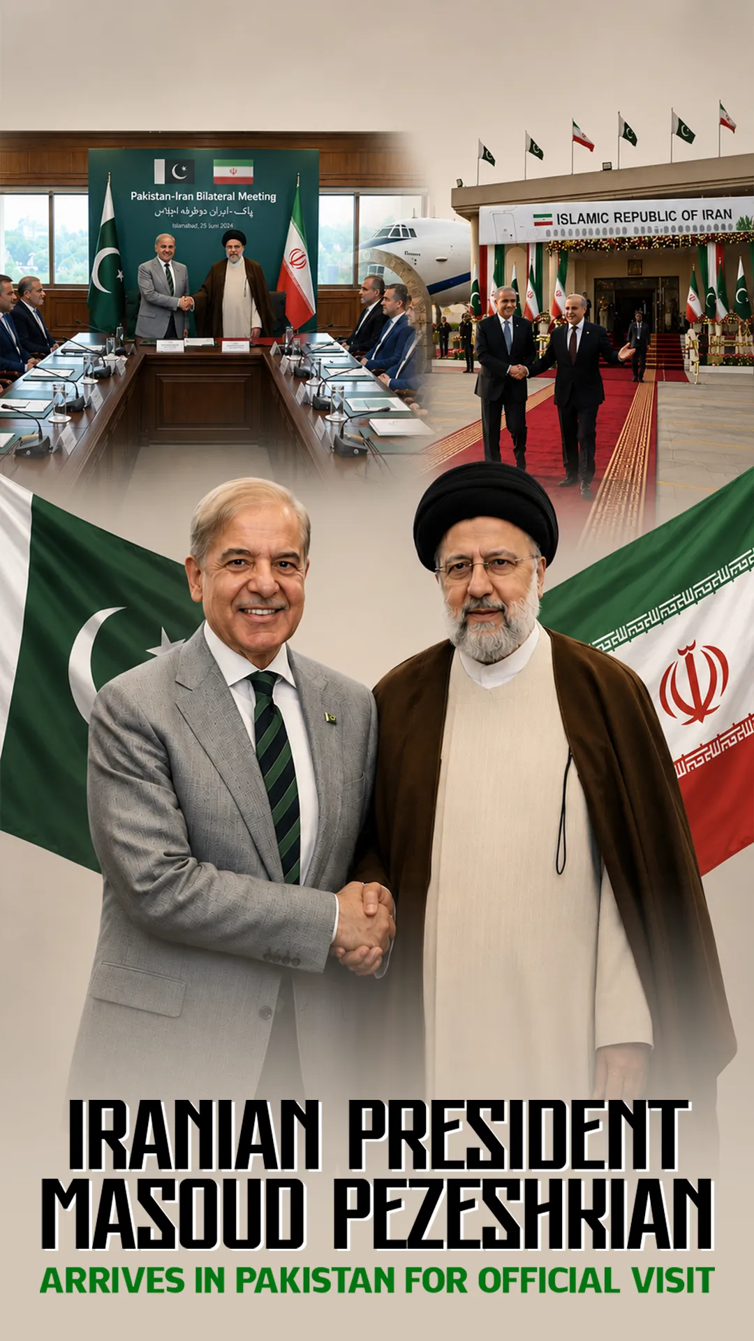 Iranian President Masoud Pezeshkian Arrives in Pakistan for Official Visit