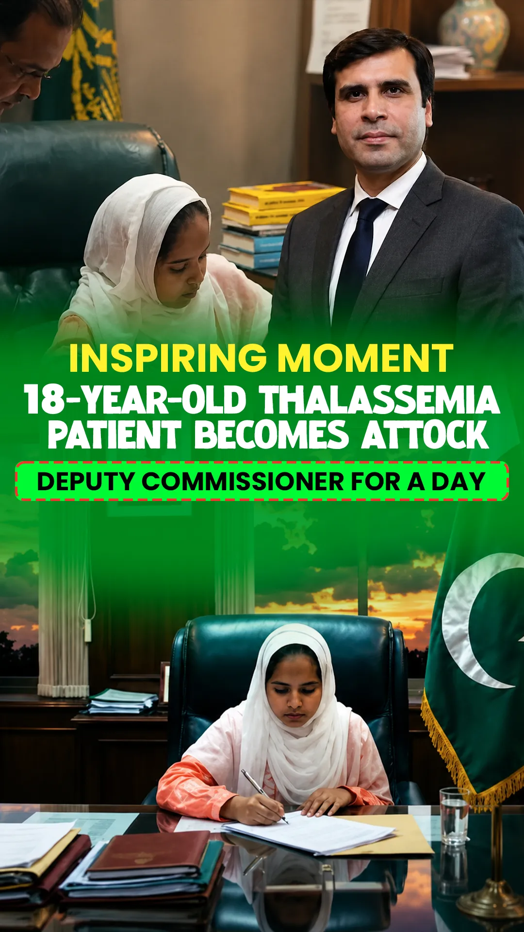 Inspiring Moment: 18-Year-Old Thalassemia Patient Becomes Attock Deputy Commissioner for a Day