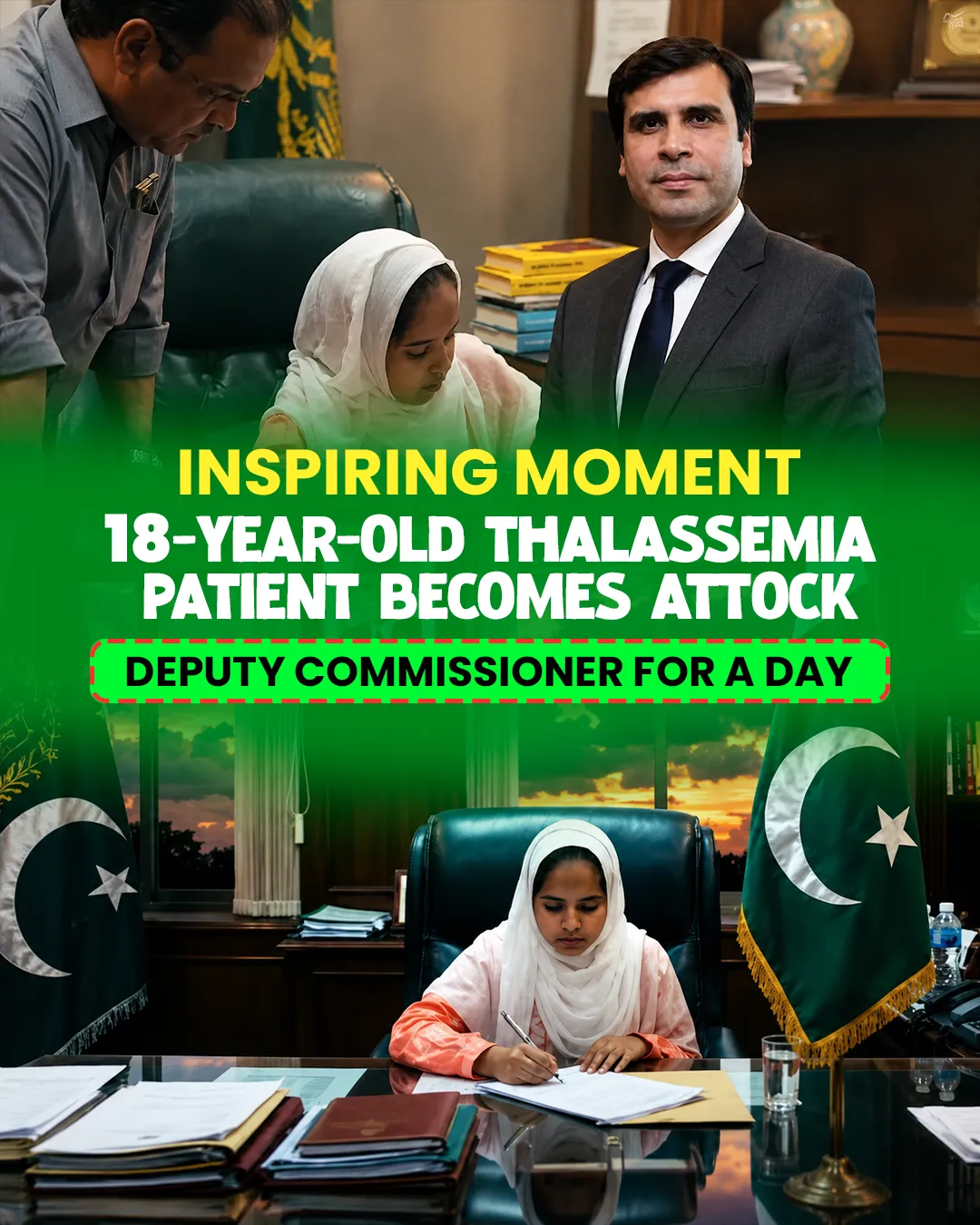 Inspiring Moment: 18-Year-Old Thalassemia Patient Becomes Attock Deputy Commissioner for a Day