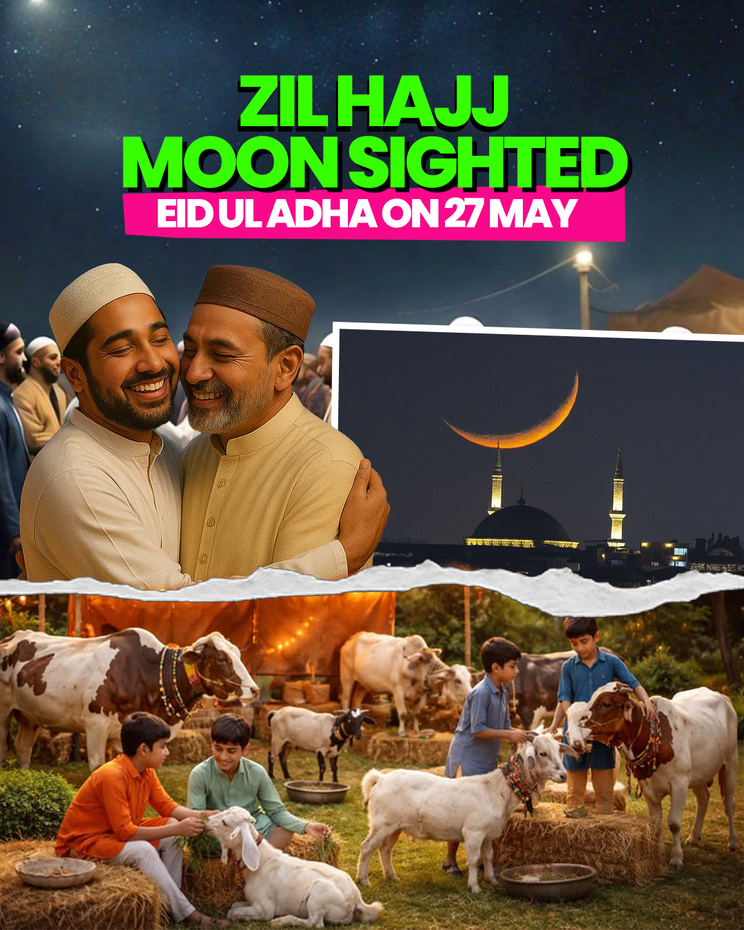 Zil Hajj Moon Sighted, Eid ul Adha on 27 May