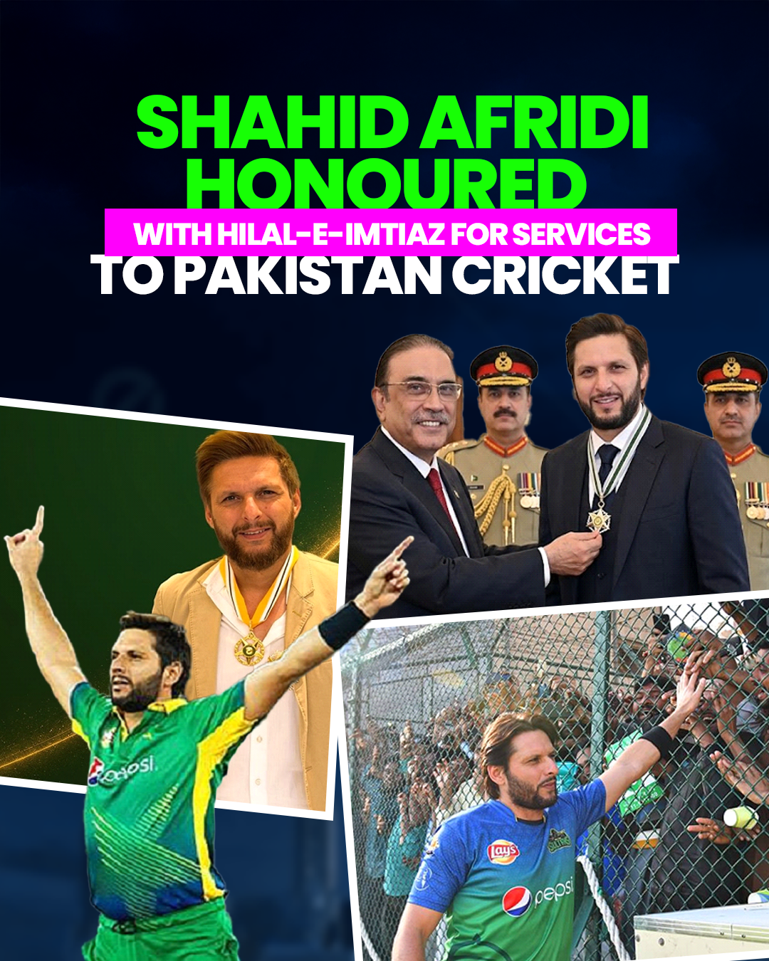 Shahid Afridi Honoured with Hilal-e-Imtiaz for Services to Pakistan Cricket