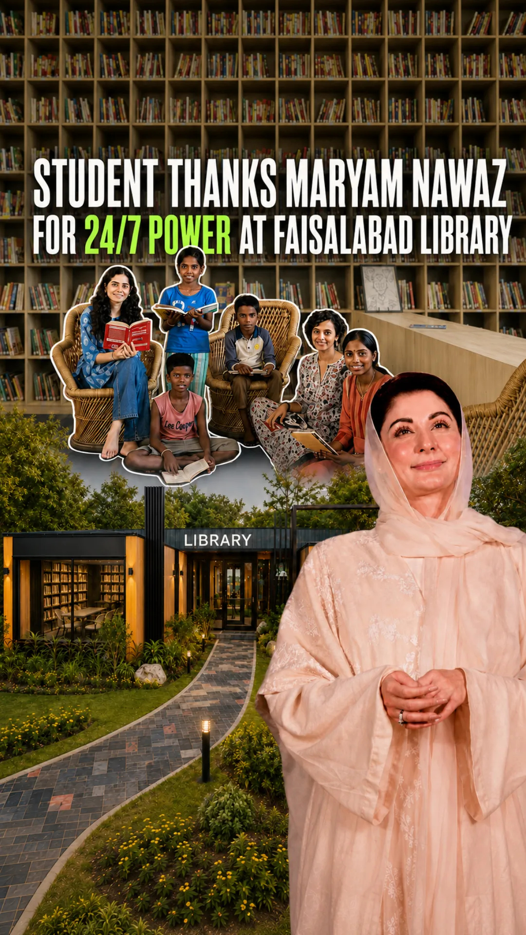 Student Thanks Maryam Nawaz for 24-Hour Electricity at Faisalabad Library