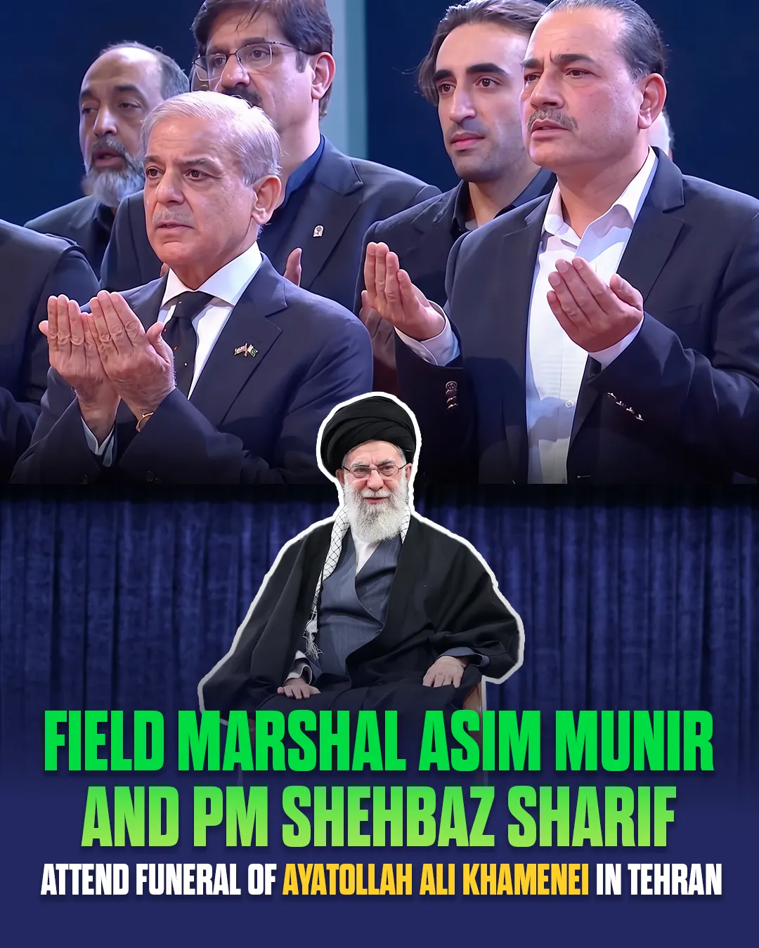 Field Marshal Asim Munir and PM Shehbaz Sharif Attend Funeral of Ayatollah Ali Khamenei in Tehran