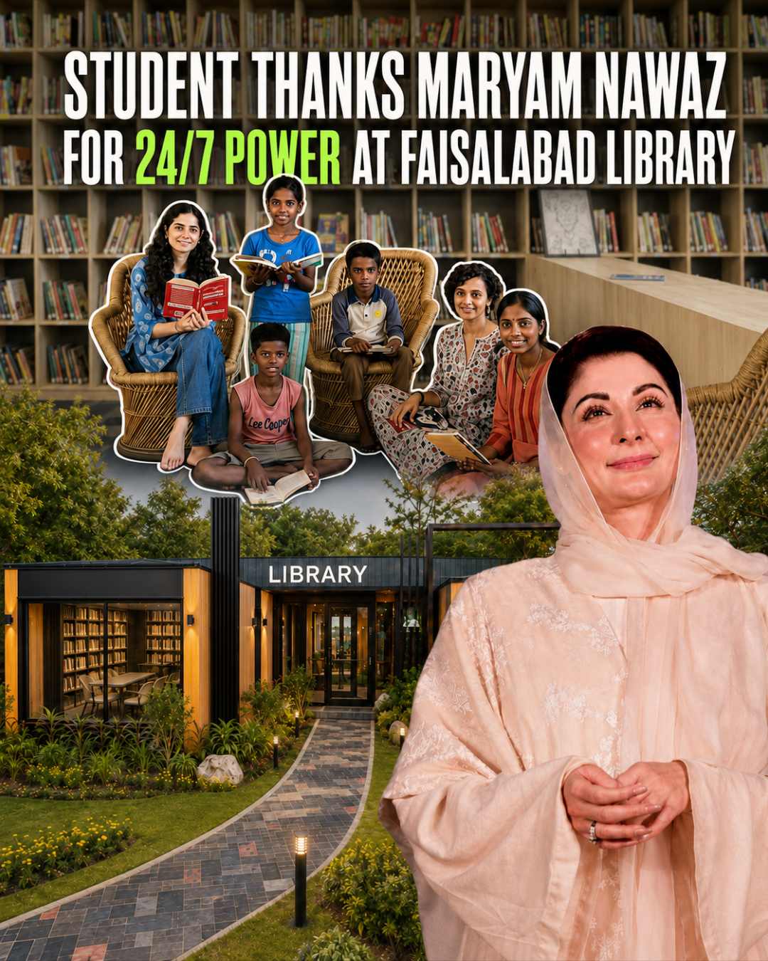 Student Thanks Maryam Nawaz for 24-Hour Electricity at Faisalabad Library
