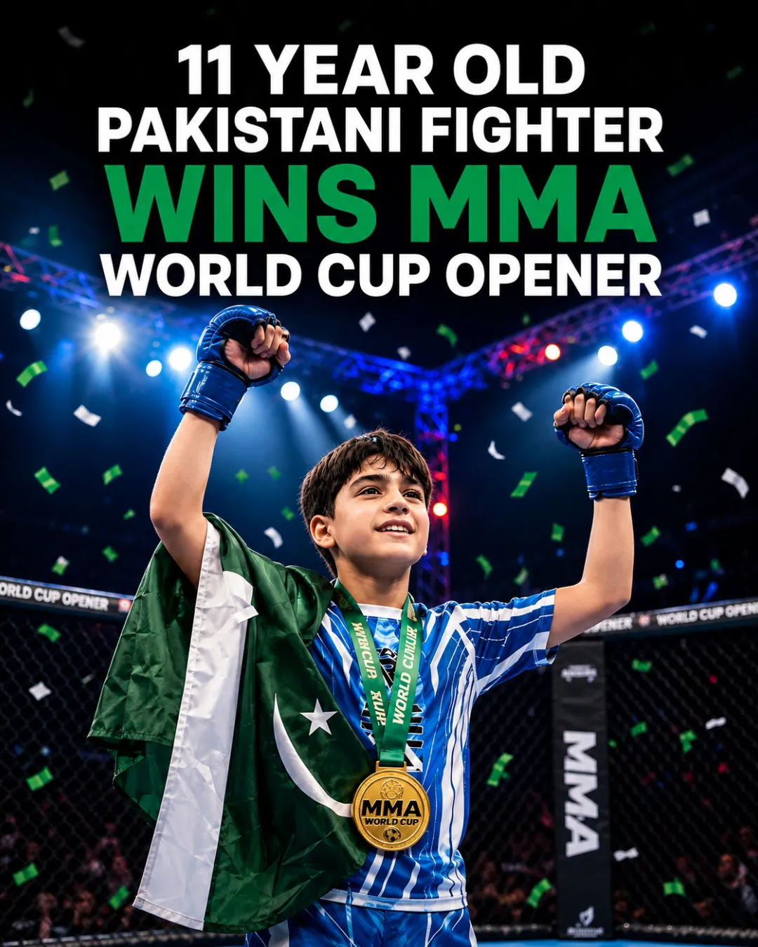 11 Year Old Pakistani Fighter Wins MMA World Cup Opener