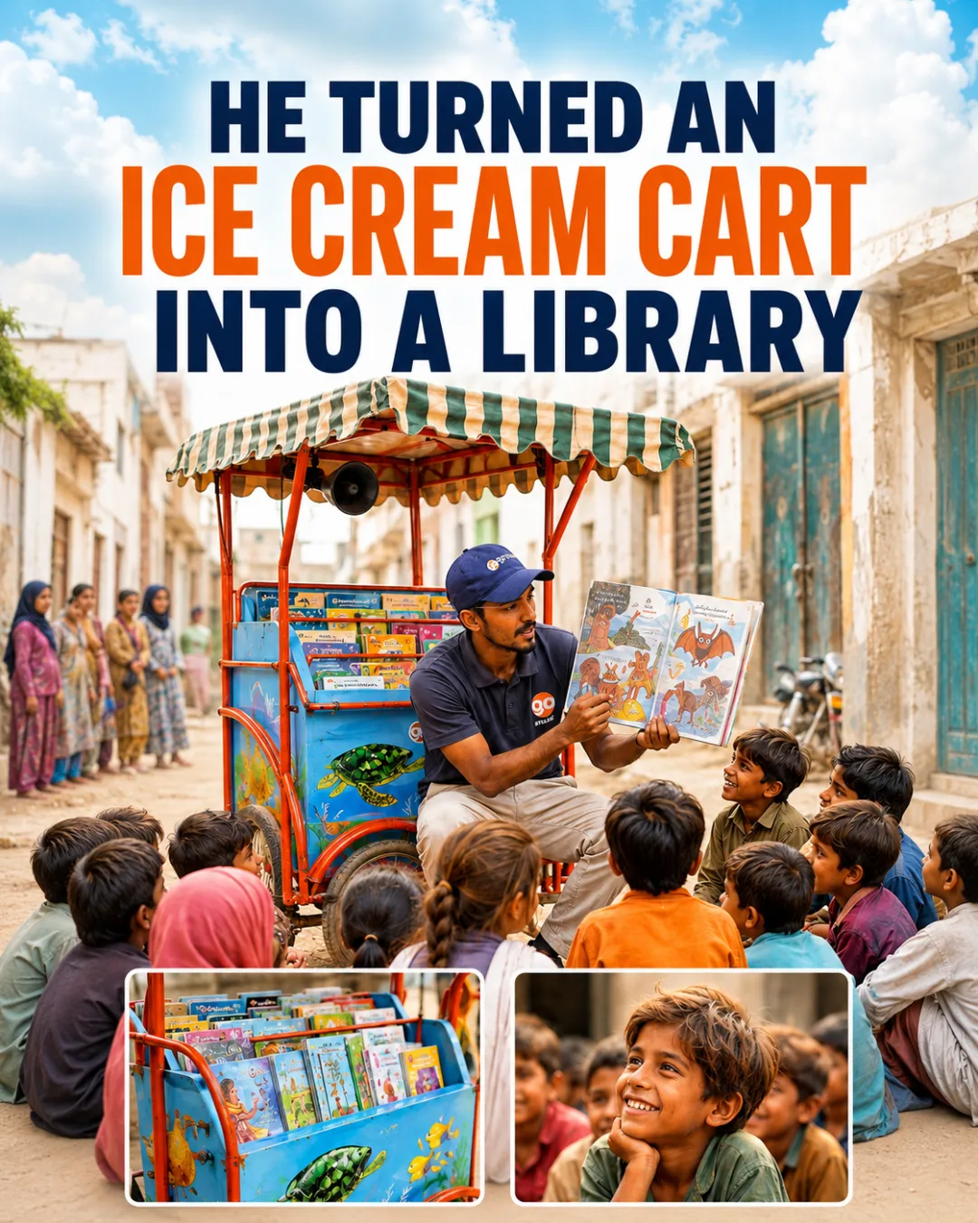 He Turned an Ice Cream Cart Into a Library