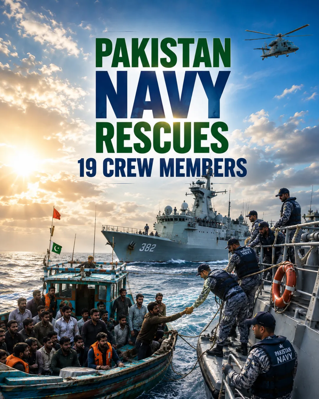 Pakistan Navy Rescues 19 Crew Members