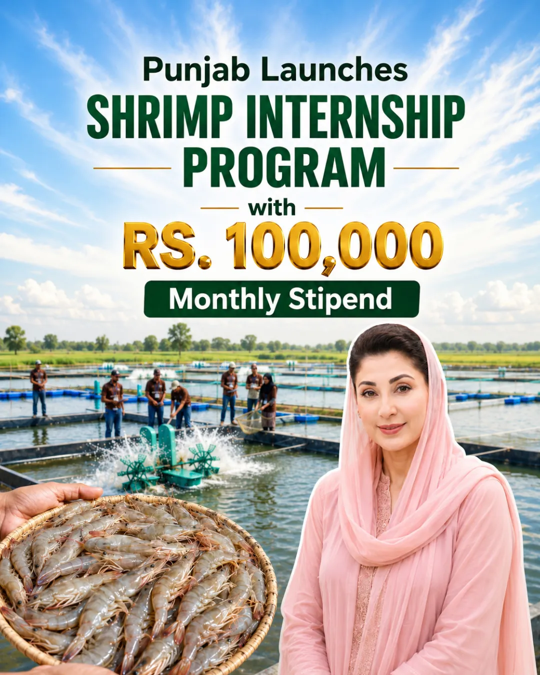 Punjab Launches Shrimp Internship Program with Rs. 100,000 Monthly Stipend