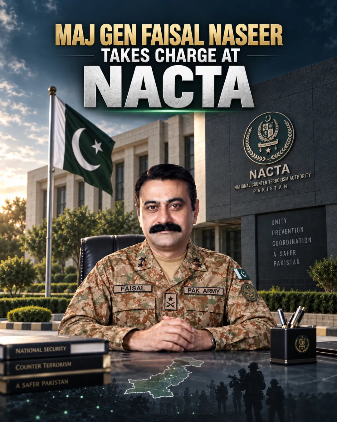 Maj Gen Faisal Naseer Takes Charge at NACTA