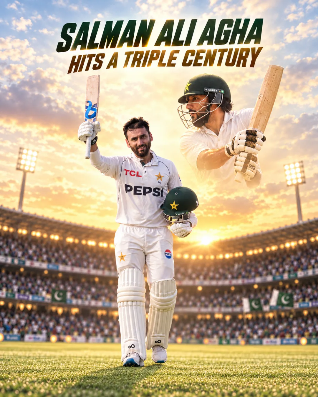 Salman Ali Agha Hits A Triple Century