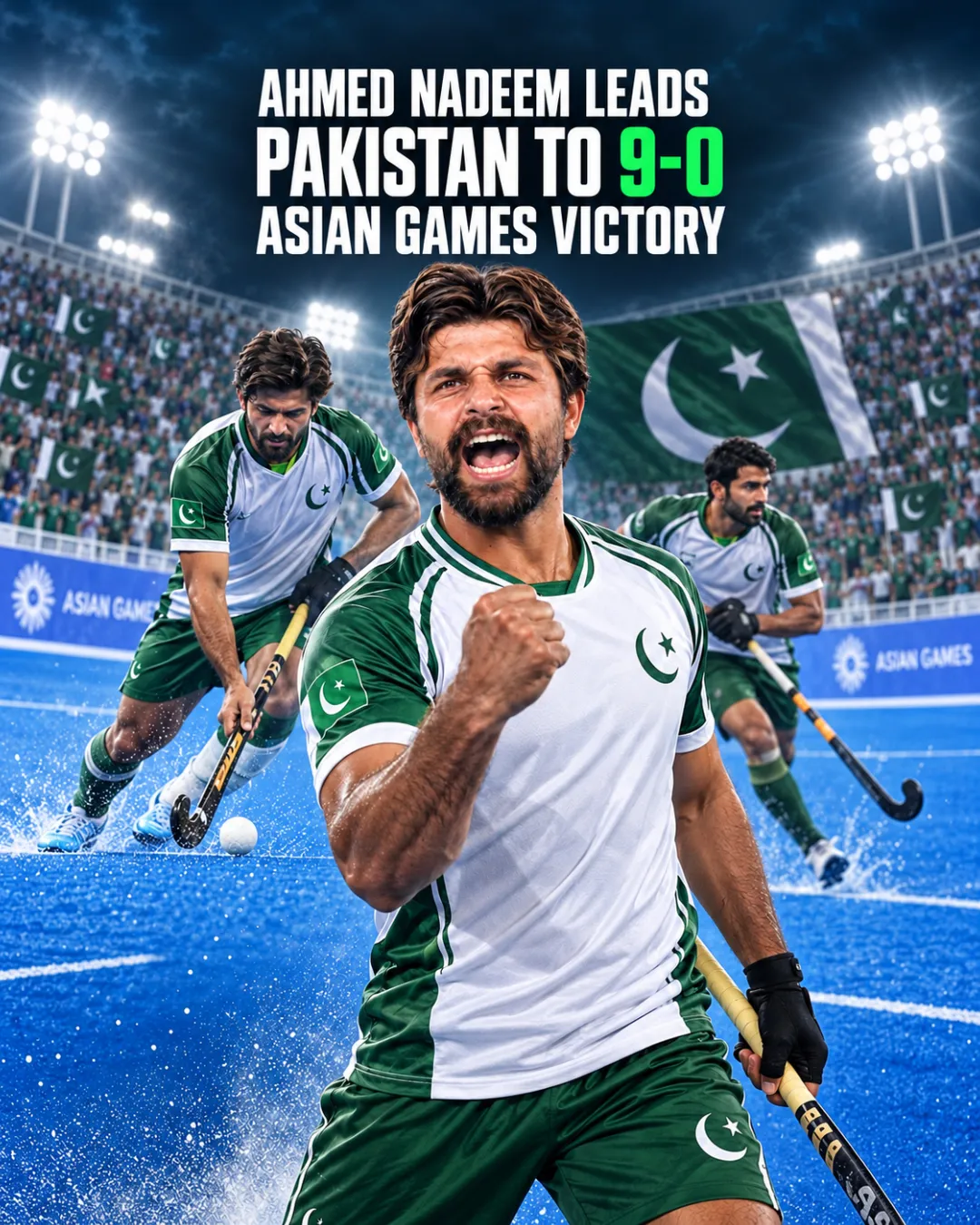 Ahmed Nadeem Leads Pakistan To 9-0 Asian Games Victory