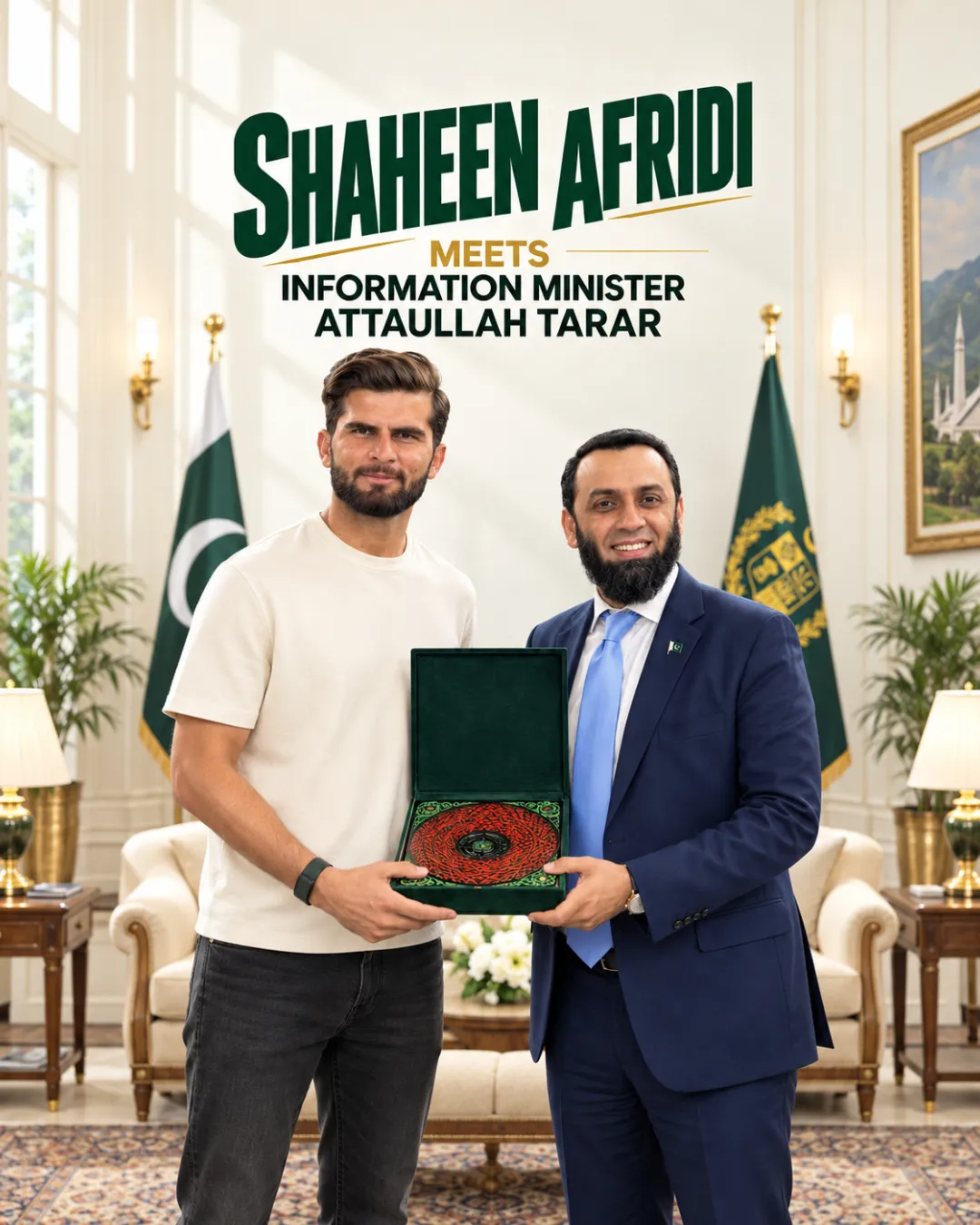Shaheen Afridi Meets Information Minister Attaullah Tarar
