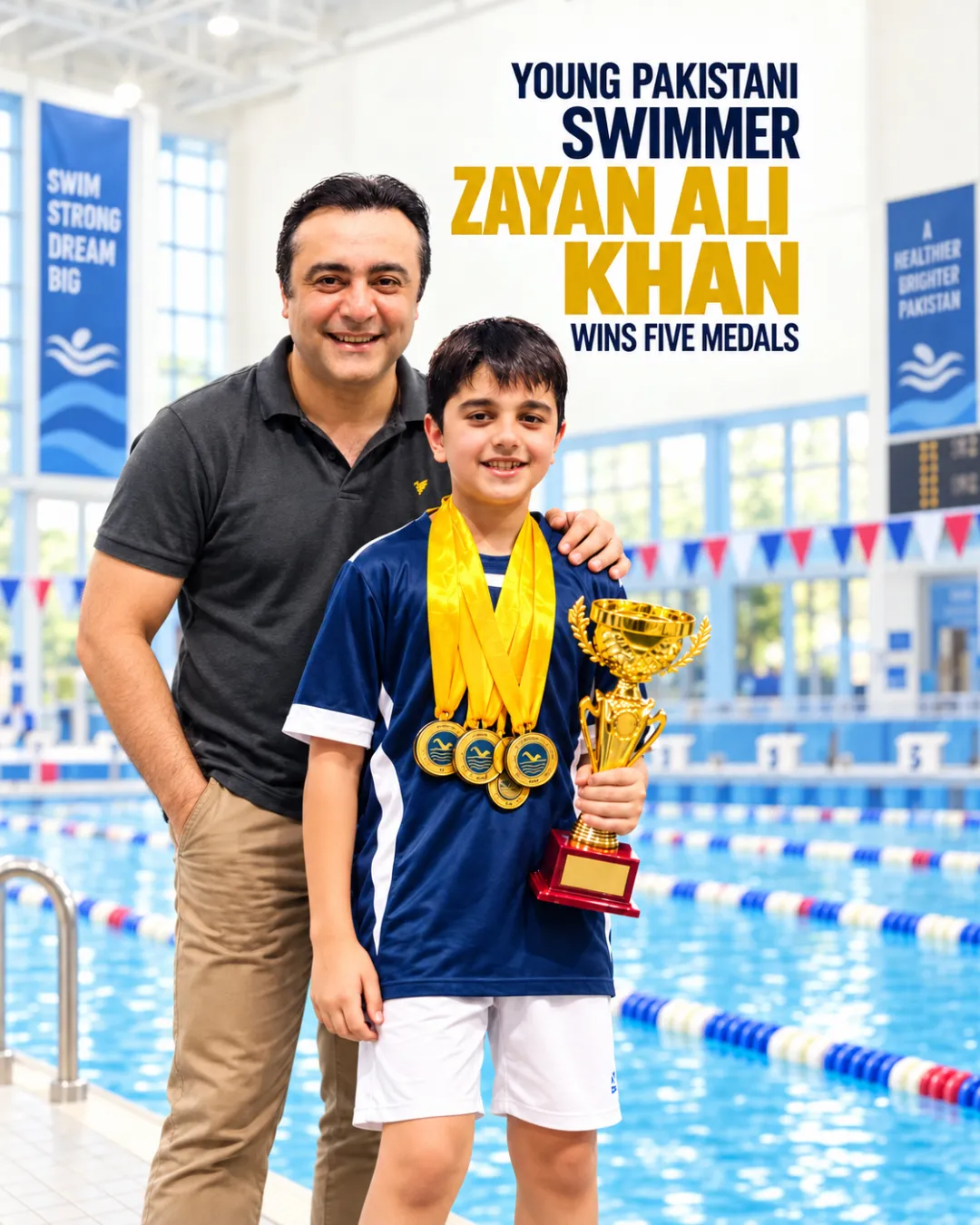 Young Pakistani Swimmer Zayan Ali Khan Wins Five Medals