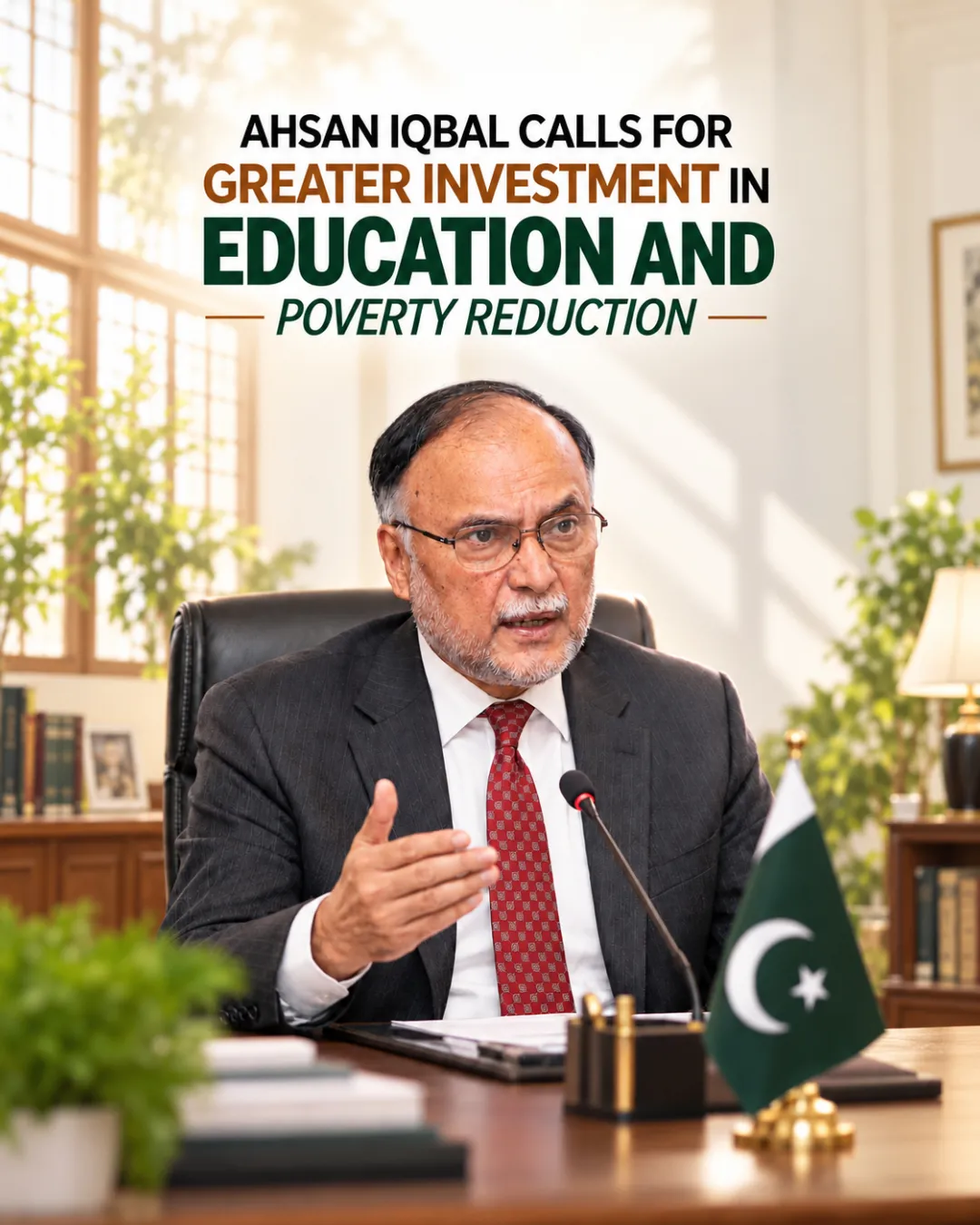 Ahsan Iqbal Calls For Greater Investment In Education And Poverty Reduction