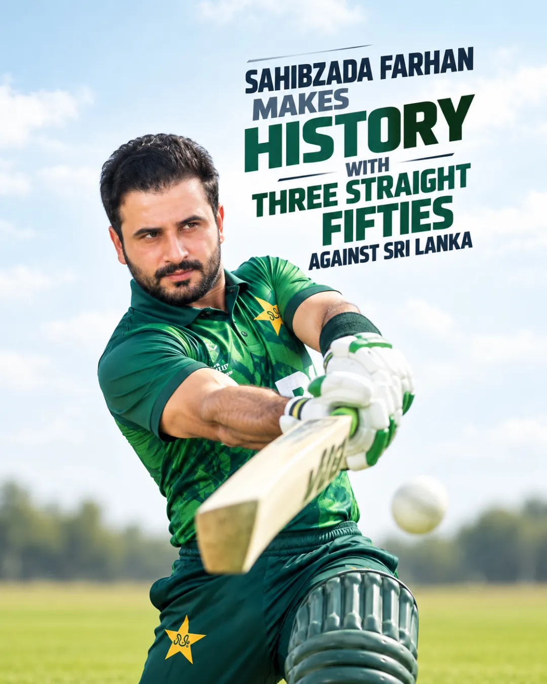Sahibzada Farhan Makes History With Three Straight Fifties Against Sri Lanka
