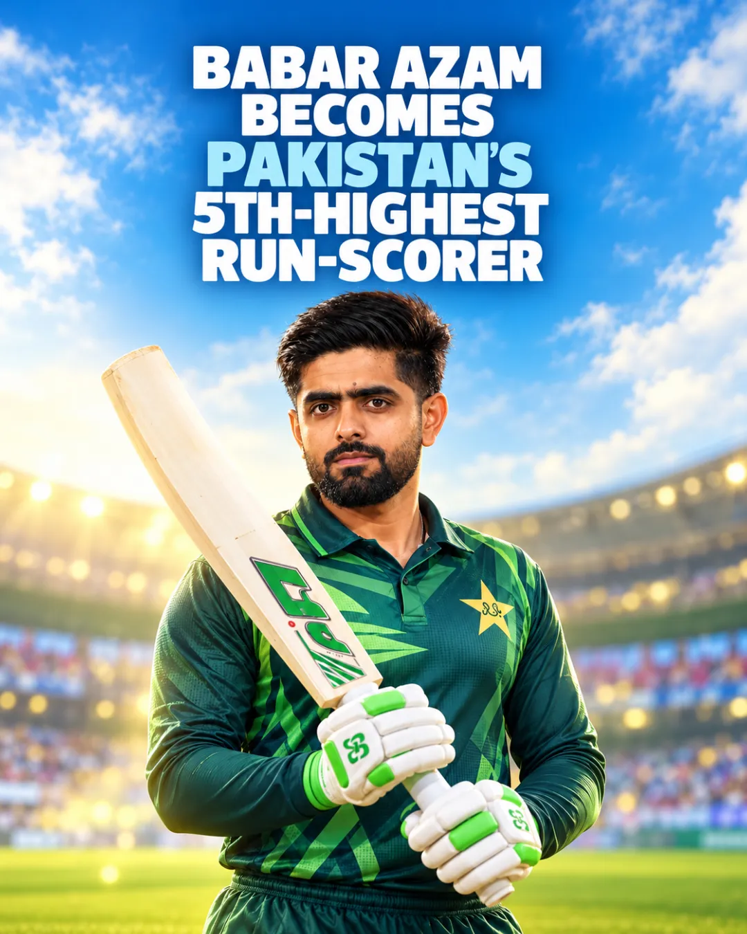 Babar Azam Becomes Pakistan’s 5th-Highest Run-Scorer