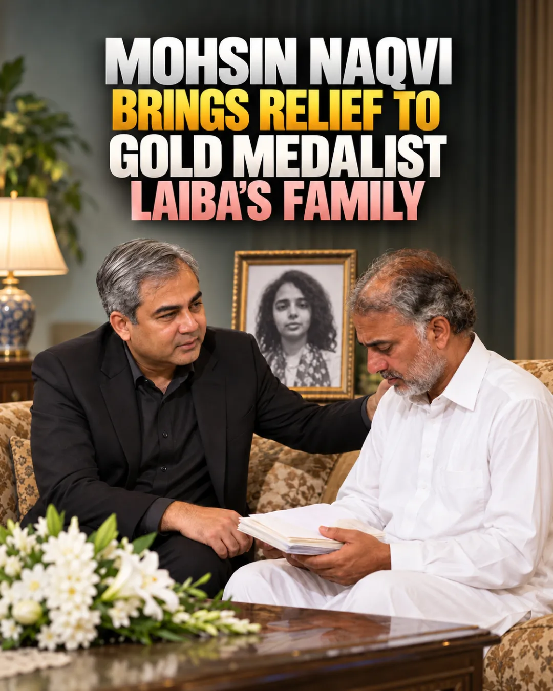 Mohsin Naqvi Brings Relief To Gold Medalist Laiba’s Family