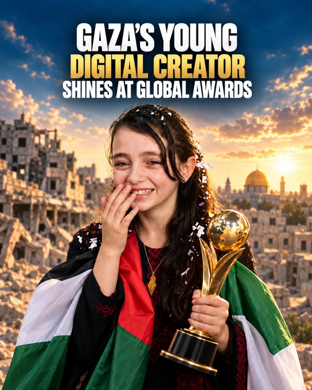 Gaza’s Young Digital Creator Shines at Global Awards