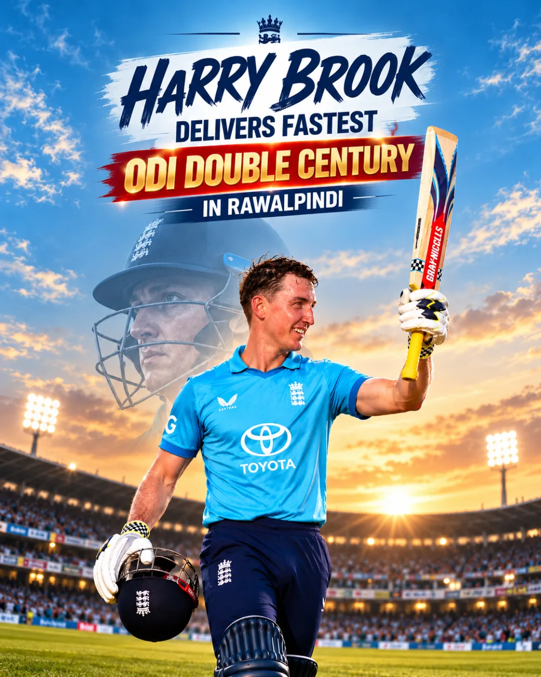 Harry Brook Delivers Fastest ODI Double Century in Rawalpindi